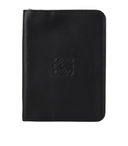 Loewe Anagram Zip-Around Document Holder With Pen, Leather, Blk,100710,2*